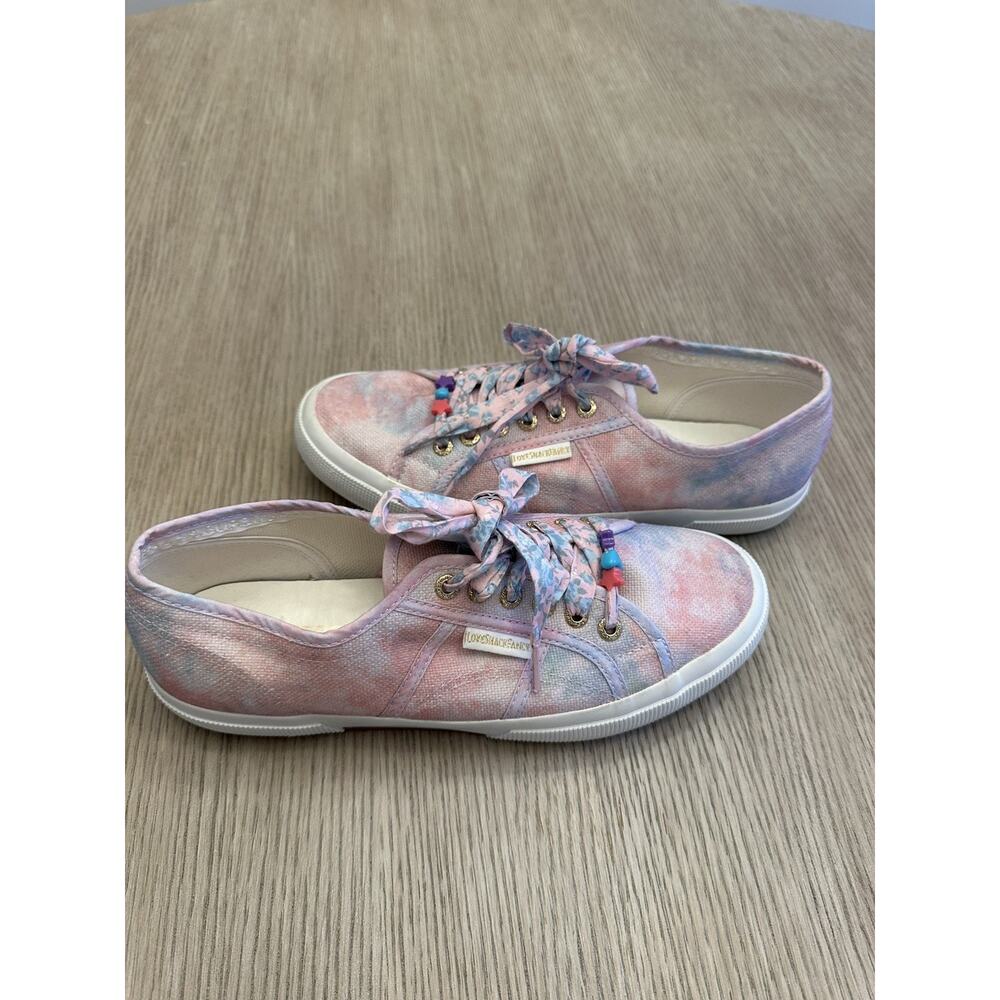 Superga x LoveShackFancy Tie Dye Floral Canvas Sneakers Size 41 Pink Blue Y2K